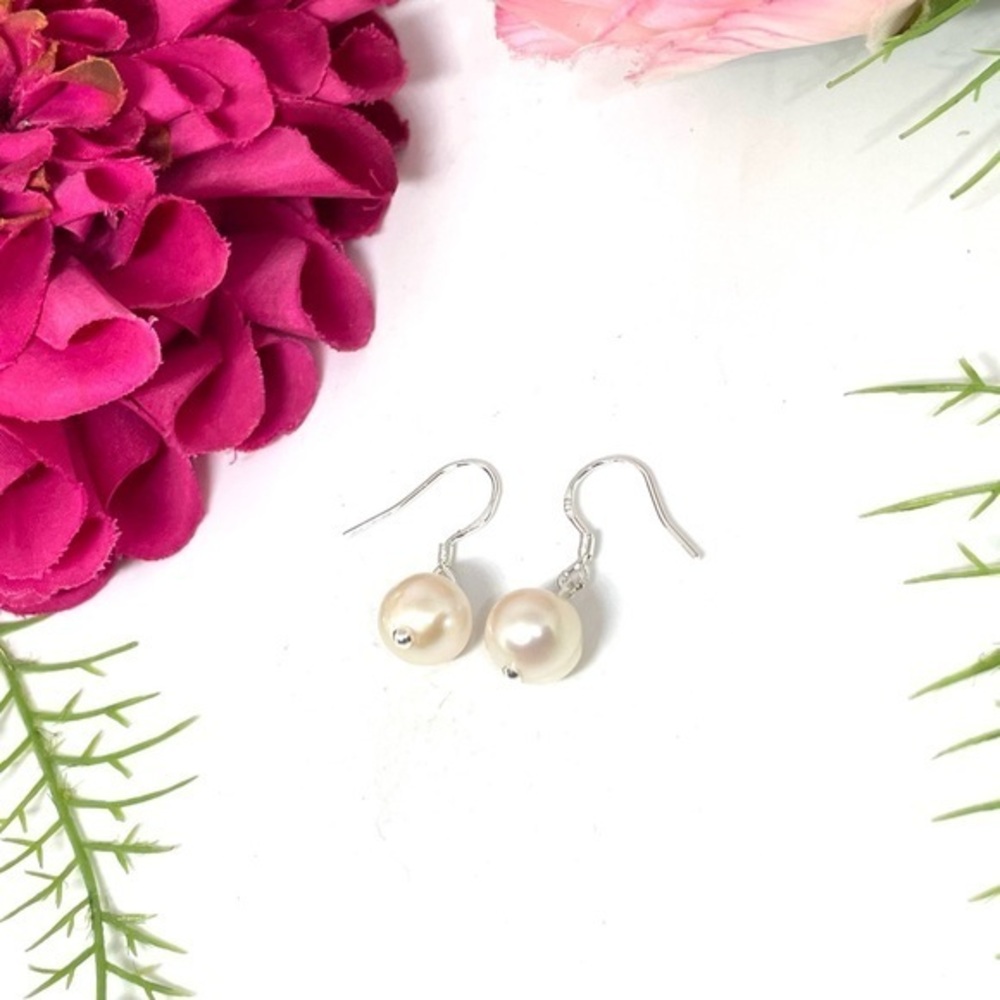 NEW⚜️Sterling 925 Cultured Pearl Dangly Earrings